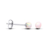 Silversmiths sterling silver round stud earrings feature simulated opals set in simple, polished mounts.