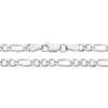 A 4mm sterling silver Figaro chain necklace with a lobster clasp is displayed against a white background.
