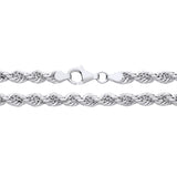 A 5.5mm sterling silver hollow rope chain necklace with a lobster clasp, displayed on a white background.