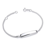 Sterling silver children’s ID bracelet by Silversmiths, plain design, adjustable length from 14 to 16 cm.