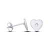 Sterling silver heart stud earrings from Silversmiths have a single cubic zirconia set at each center.