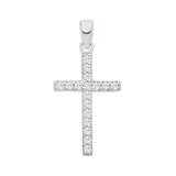A Silversmiths sterling silver cross pendant with pavé cubic zirconia is displayed against a plain white background.