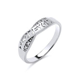 Silversmiths sterling silver ring with “I LOVE YOU” cut-out and cubic zirconia accents.