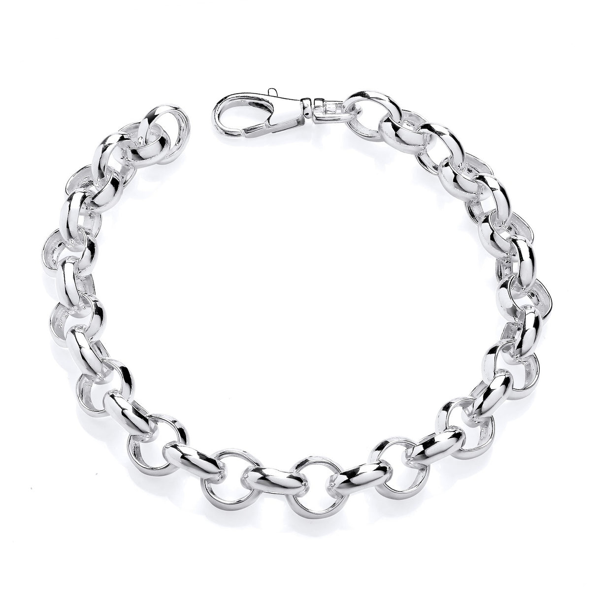 Silversmiths sterling silver bracelet with 9.2mm plain Belcher chain, polished and simple for daily wear.