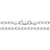 A 3mm sterling silver oval diamond cut belcher chain with a lobster clasp is displayed on a white background.