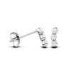 Sterling silver stud earrings each feature three cubic zirconia stones set in a vertical line.