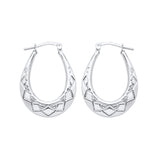 26.5mm sterling silver oval Creole earrings with a diamond cut finish from Silversmiths.