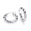 Silversmiths 22mm sterling silver hoop earrings with a diamond-cut twist design displayed on a white background.