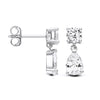 Sterling silver CZ drop earrings by Silversmiths, 14.3mm, with round and pear stones and secure stud backs.