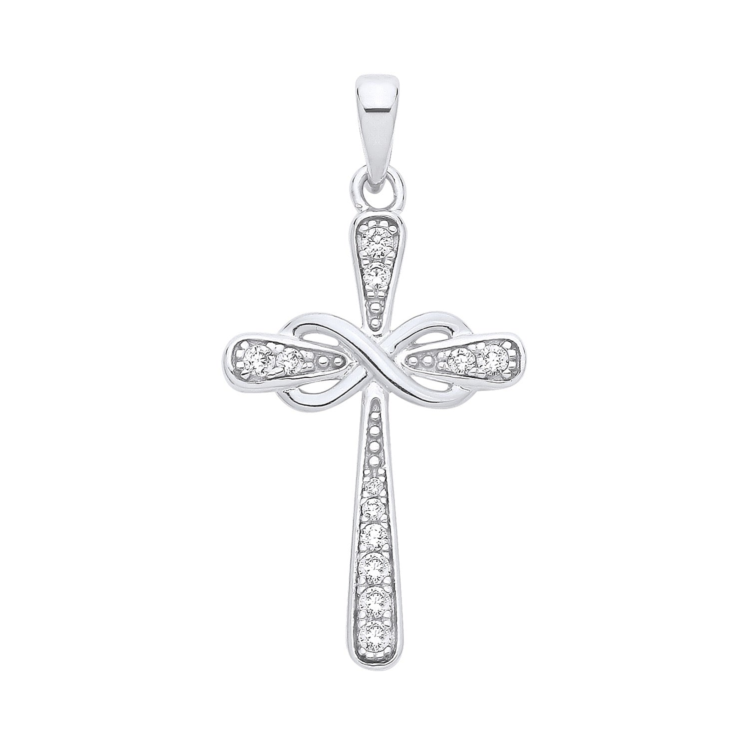 Sterling Silver Cubic Zirconia Infinity Knot Cross Pendant
