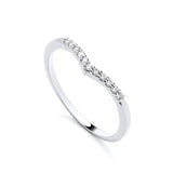 Sterling silver wishbone eternity ring by Silversmiths, featuring cubic zirconia on the top half of the band.