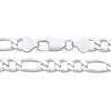 A 7.3mm sterling silver Figaro chain necklace by Silversmiths with a lobster clasp, shown on a white background.