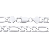 A 7.3mm sterling silver Figaro chain necklace by Silversmiths with a lobster clasp, shown on a white background.