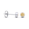 Silversmiths sterling silver stud earrings with simulated citrine, displayed from front and side views.