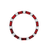 Sterling silver circle pendant with simulated ruby and zirconia baguettes by Silversmiths.