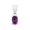 Sterling silver pendant with an oval natural amethyst in a four-prong setting and a simple, unadorned bail.