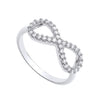 Silversmiths sterling silver infinity ring with pavé-set cubic zirconia.