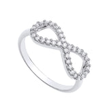 Silversmiths sterling silver infinity ring with pavé-set cubic zirconia.