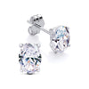 Silversmiths Sterling Silver stud earrings with 7x5mm oval cubic zirconia shown on a white background.