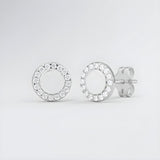 Silversmiths sterling silver cubic zirconia halo stud earrings displayed on a plain white background.