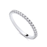 Silversmiths sterling silver 1.75mm full eternity ring with cubic zirconia stones encircling the band, shown on white.