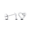 A pair of Silversmiths sterling silver stud earrings with 8mm cubic zirconia in open heart shapes on a white background.