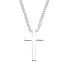 Sterling silver heavyweight cross pendant necklace with polished finish and a 24″ chain.