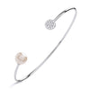 Sterling Silver Ladies Bangle With Pearl & Cubic Zirconia