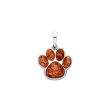 Sterling Silver Natural Baltic Amber Paw Print Pendant