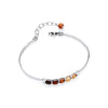 925 Sterling Silver Multi Colour Baltic Amber Slender Hook Bracelet