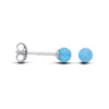 Silversmiths sterling silver round stud earrings with simulated blue opal, shown against a white background.
