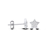 Sterling silver star stud earrings with pavé cubic zirconia accents by Silversmiths.