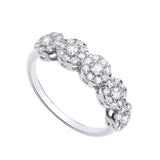 Sterling silver cubic halo cluster eternity ring from Silversmiths shown against a plain white background.
