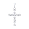 Sterling silver cross pendant by Silversmiths featuring 11 round cubic zirconia stones in a classic design.