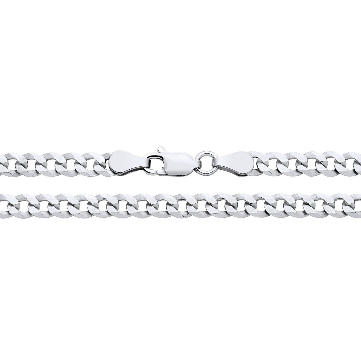 A 4.2mm sterling silver super flat curb chain necklace with a lobster clasp is shown on a white background.