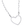 Sterling silver paperclip chain necklace with an open heart pendant from Silversmiths.
