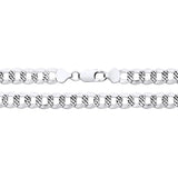 A 9mm sterling silver curb chain necklace with diamond-cut flat links and a lobster clasp.