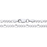 A 2.9mm sterling silver flat Figaro chain necklace by Silversmiths is shown close-up on a white background.