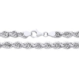 A 6.7mm sterling silver hollow rope chain necklace with a lobster clasp displayed on a white background.